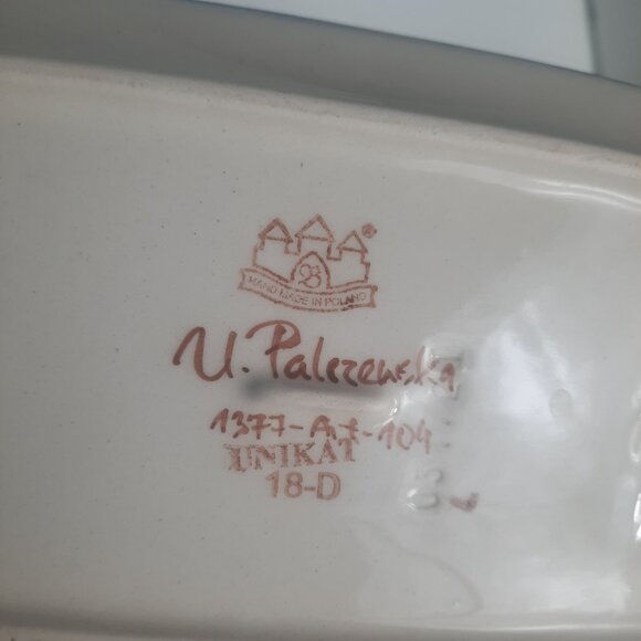 UNIKAT Polish Pottery Heart Shape Bowl, Butter Dish, Creamer HAND MADE IN POLAND - Picture 2 of 7